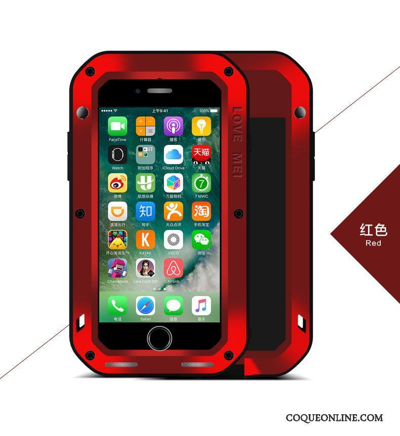 iPhone 8 Plus Trois Défenses Outdoor Protection Argent Métal Silicone Coque De Téléphone