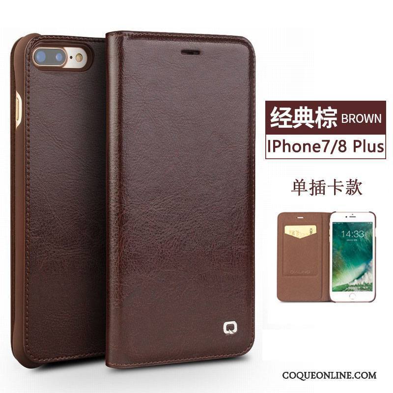 iPhone 8 Plus Téléphone Portable Protection Business Coque De Téléphone Étui En Cuir Housse Cuir Véritable