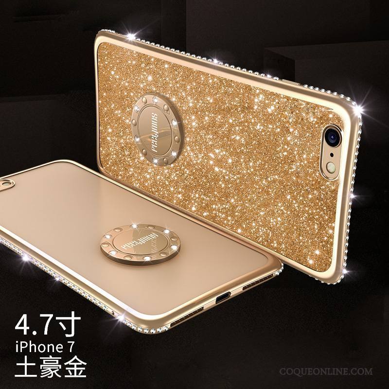 iPhone 8 Plus Élégant Argent Coque De Téléphone Strass Marque De Tendance Silicone Incassable