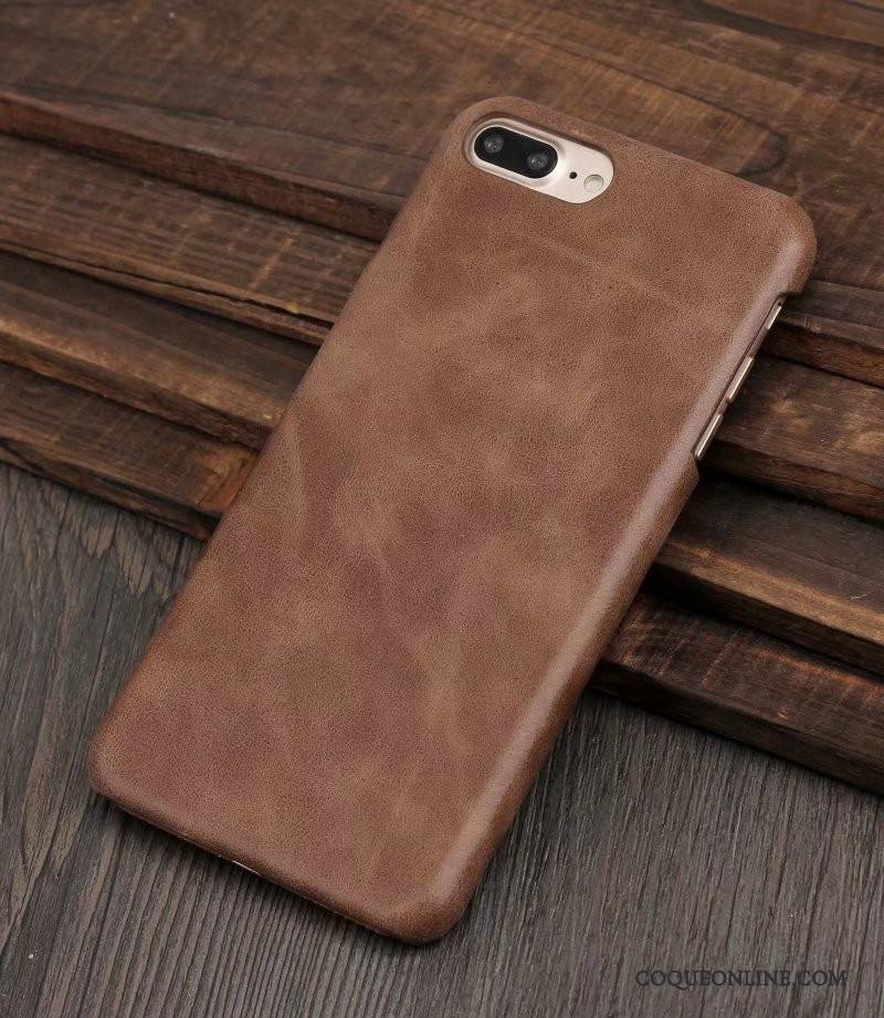 iPhone 8 Plus Étui Coque De Téléphone Étui En Cuir Protection Cuir Véritable Business Marron