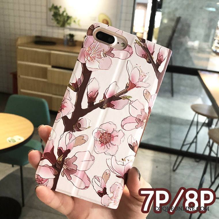 iPhone 8 Plus Étui Créatif Floral Housse Protection Gaufrage Coque De Téléphone