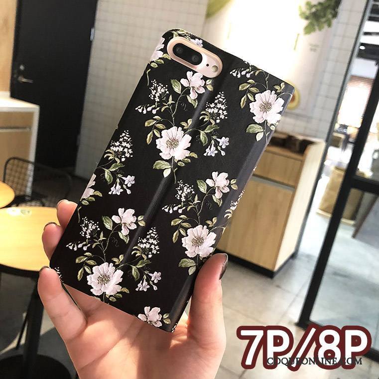 iPhone 8 Plus Étui Créatif Floral Housse Protection Gaufrage Coque De Téléphone