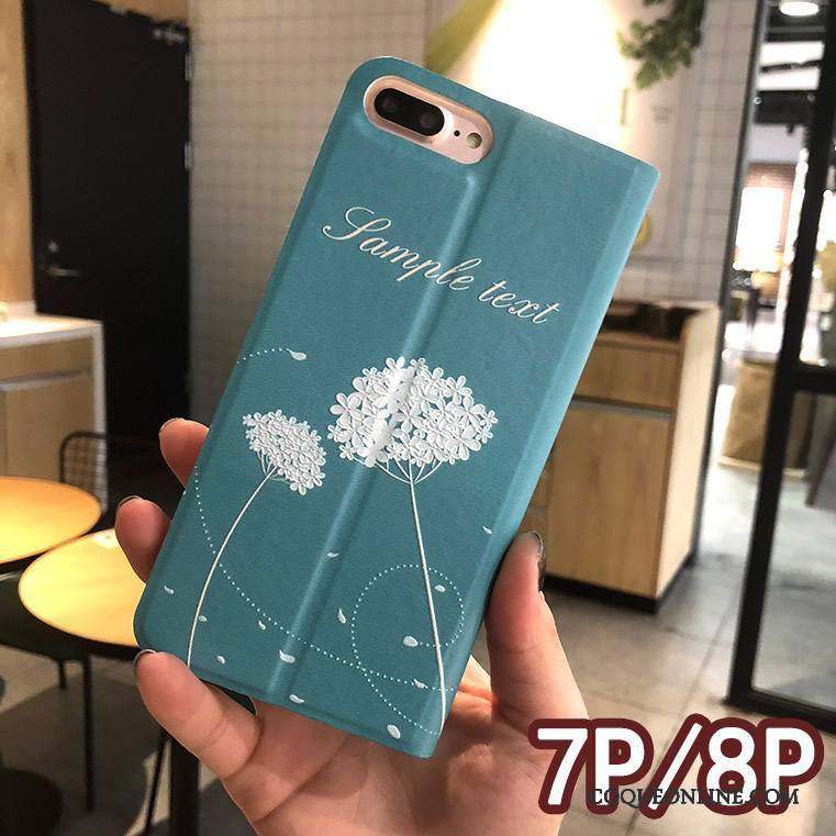 iPhone 8 Plus Étui Créatif Floral Housse Protection Gaufrage Coque De Téléphone