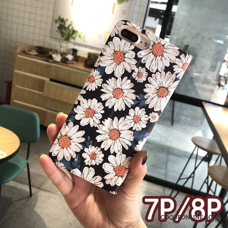 iPhone 8 Plus Étui Créatif Floral Housse Protection Gaufrage Coque De Téléphone