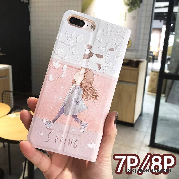 iPhone 8 Plus Étui Créatif Floral Housse Protection Gaufrage Coque De Téléphone