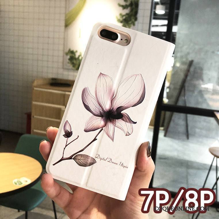 iPhone 8 Plus Étui Créatif Floral Housse Protection Gaufrage Coque De Téléphone