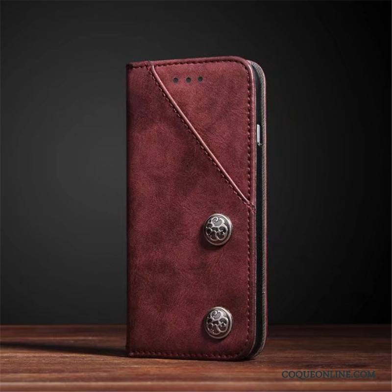 iPhone 8 Plus Étui En Cuir Coque De Téléphone Protection Téléphone Portable Housse Cuir Véritable Texture