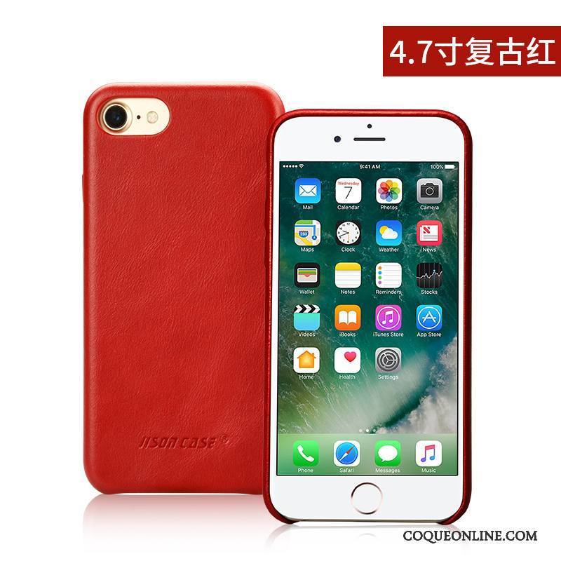 iPhone 8 Plus Étui En Cuir Incassable Tout Compris Coque Protection Cuir Véritable Téléphone Portable