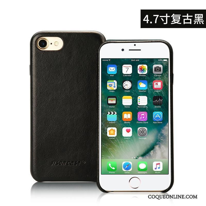 iPhone 8 Plus Étui En Cuir Incassable Tout Compris Coque Protection Cuir Véritable Téléphone Portable
