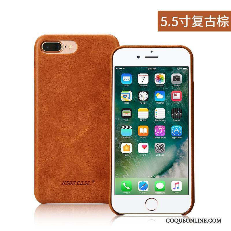 iPhone 8 Plus Étui En Cuir Incassable Tout Compris Coque Protection Cuir Véritable Téléphone Portable