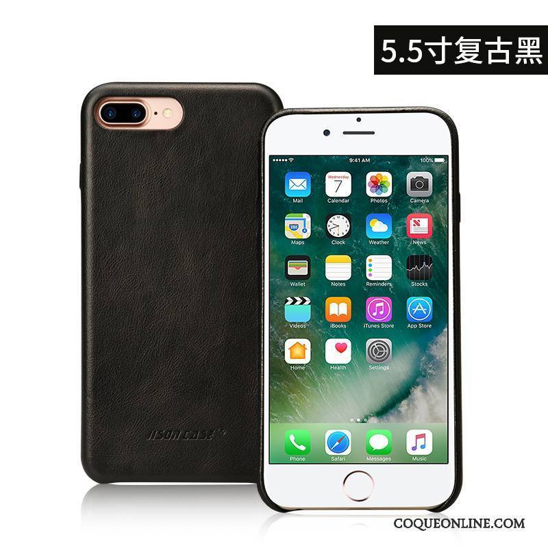 iPhone 8 Plus Étui En Cuir Incassable Tout Compris Coque Protection Cuir Véritable Téléphone Portable