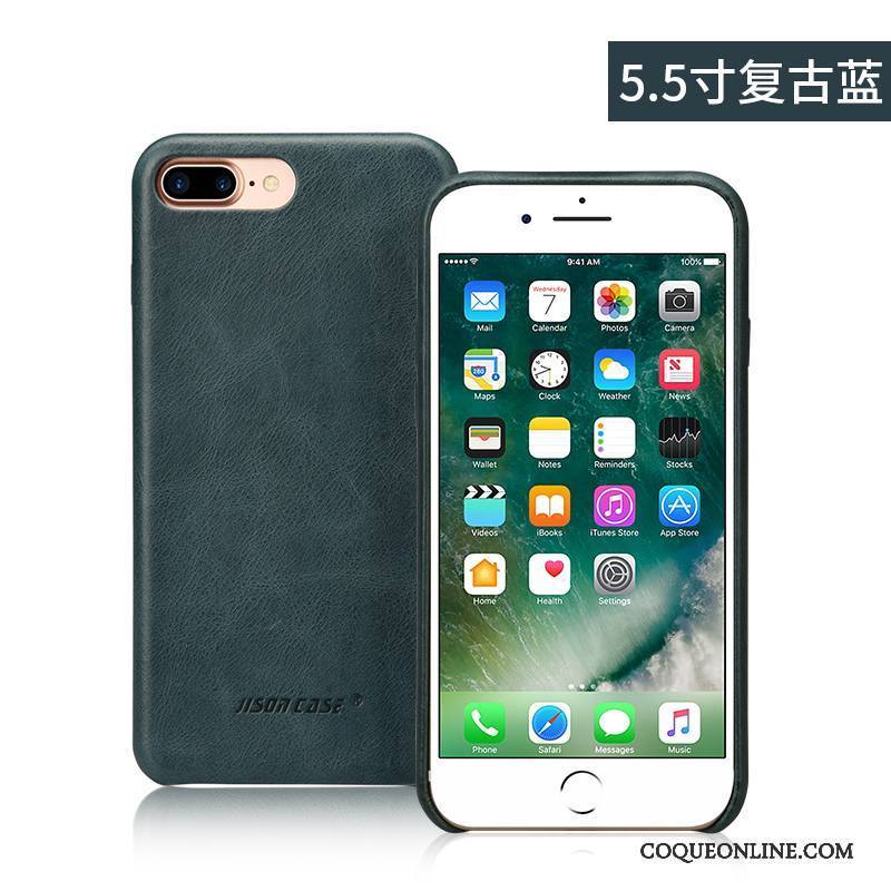 iPhone 8 Plus Étui En Cuir Incassable Tout Compris Coque Protection Cuir Véritable Téléphone Portable