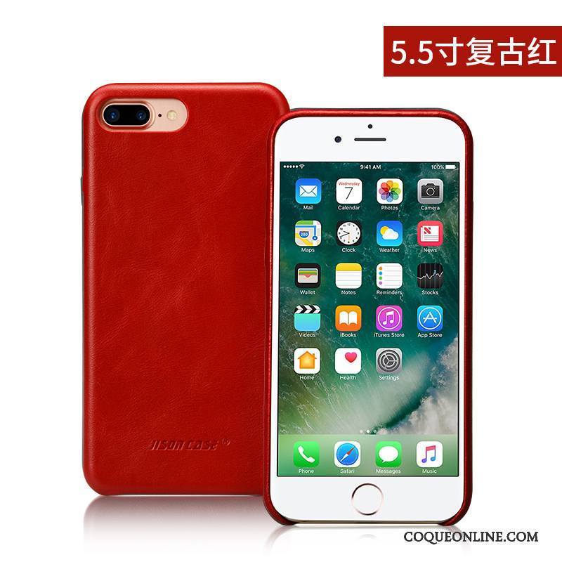 iPhone 8 Plus Étui En Cuir Incassable Tout Compris Coque Protection Cuir Véritable Téléphone Portable