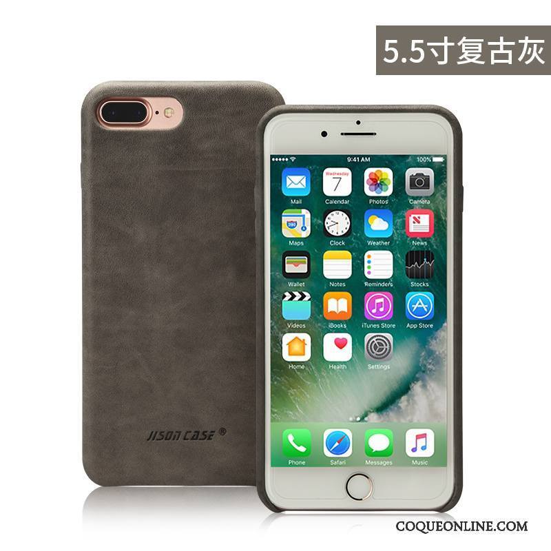 iPhone 8 Plus Étui En Cuir Incassable Tout Compris Coque Protection Cuir Véritable Téléphone Portable