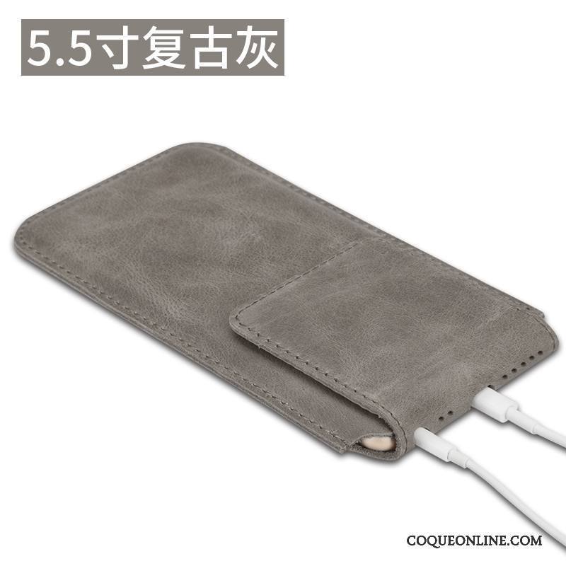 iPhone 8 Plus Étui En Cuir Téléphone Portable Cuir Véritable Incassable Gris Coque Nouveau