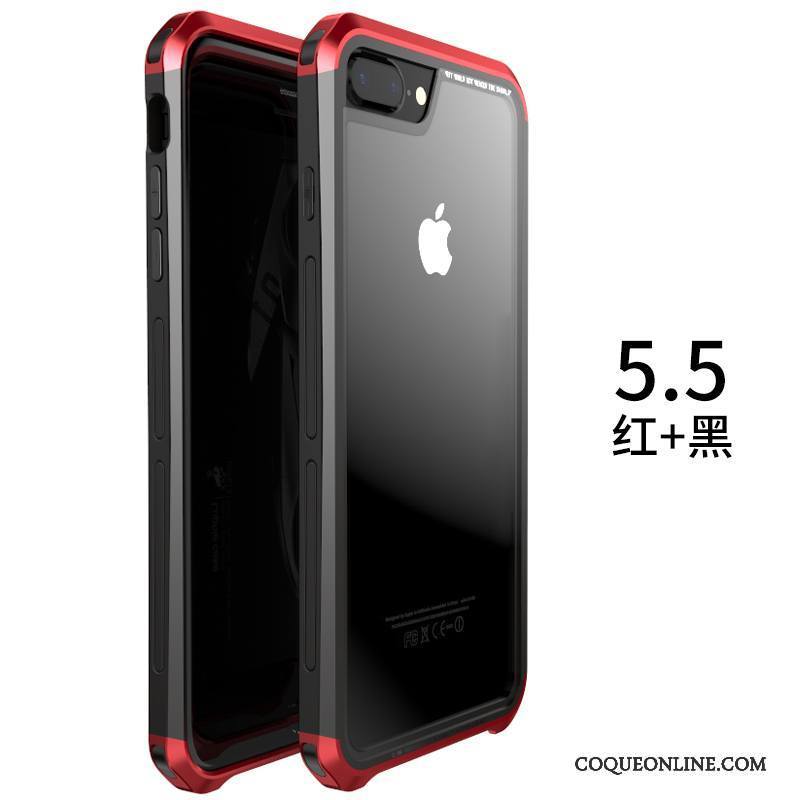 iPhone 8 Plus Étui Métal Personnalité Coque De Téléphone Rouge Incassable Créatif