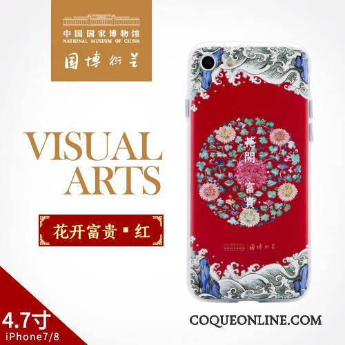 iPhone 8 Protection Étui Art Coque De Téléphone Rouge Style Chinois