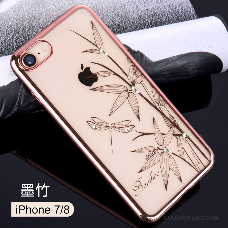 iPhone 8 Rouge Coque De Téléphone Luxe Or Marque De Tendance Transparent