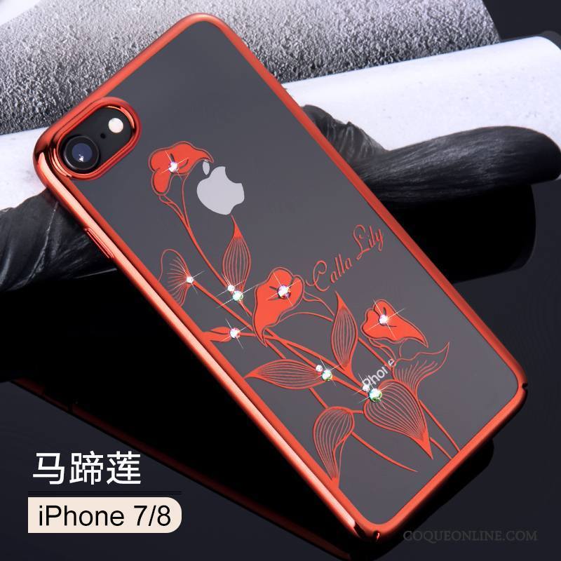 iPhone 8 Rouge Coque De Téléphone Luxe Or Marque De Tendance Transparent
