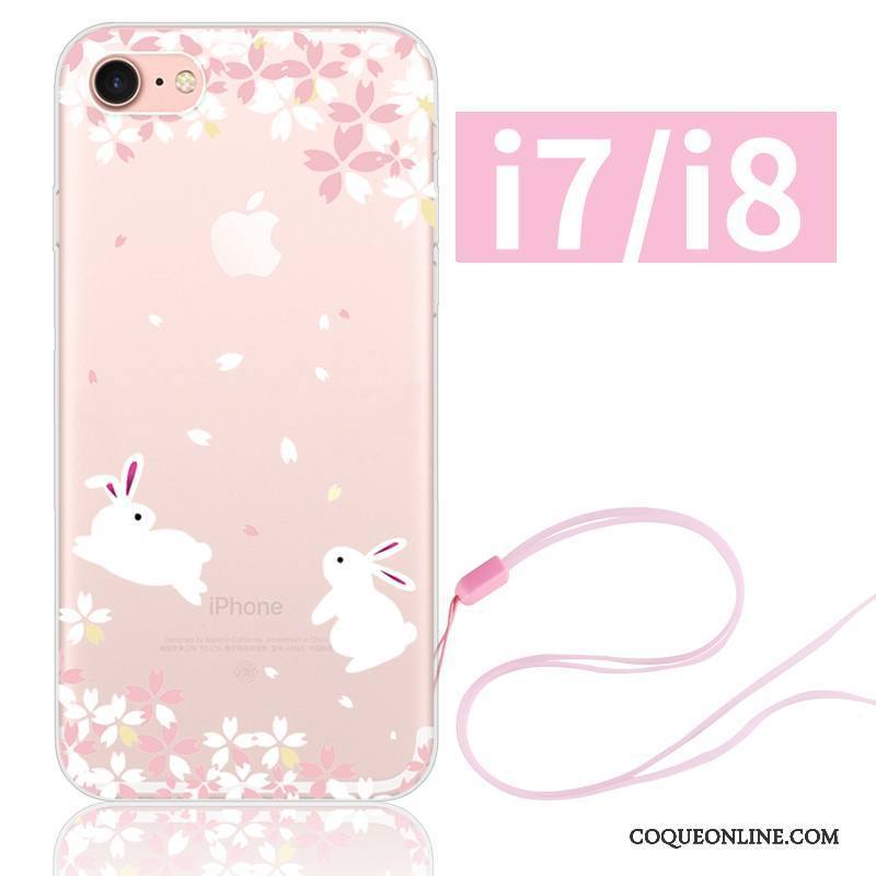 iPhone 8 Silicone Étui Nouveau Ornements Suspendus Rose Coque De Téléphone Sakura