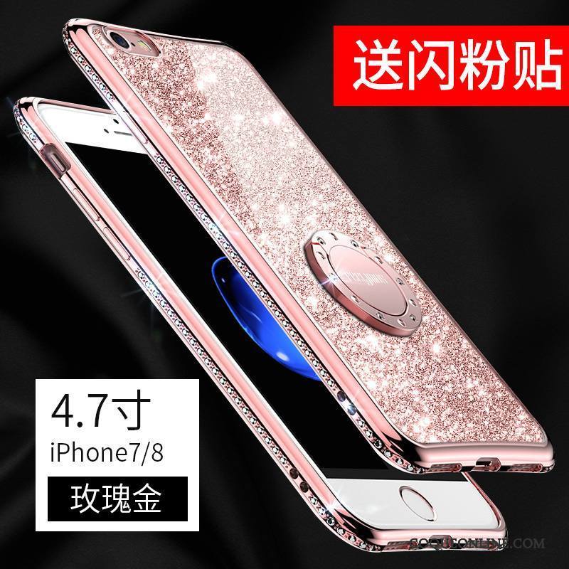 iPhone 8 Strass Coque De Téléphone Rose Net Rouge Marque De Tendance