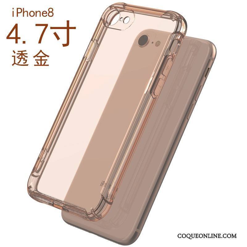 iPhone 8 Transparent Or Rose Étui Coque De Téléphone Fluide Doux Silicone Incassable