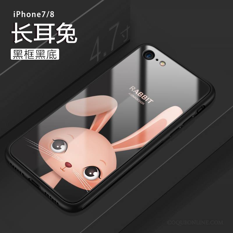 iPhone 8 Verre Nouveau Richesse Coque De Téléphone Incassable Noir Dessin Animé