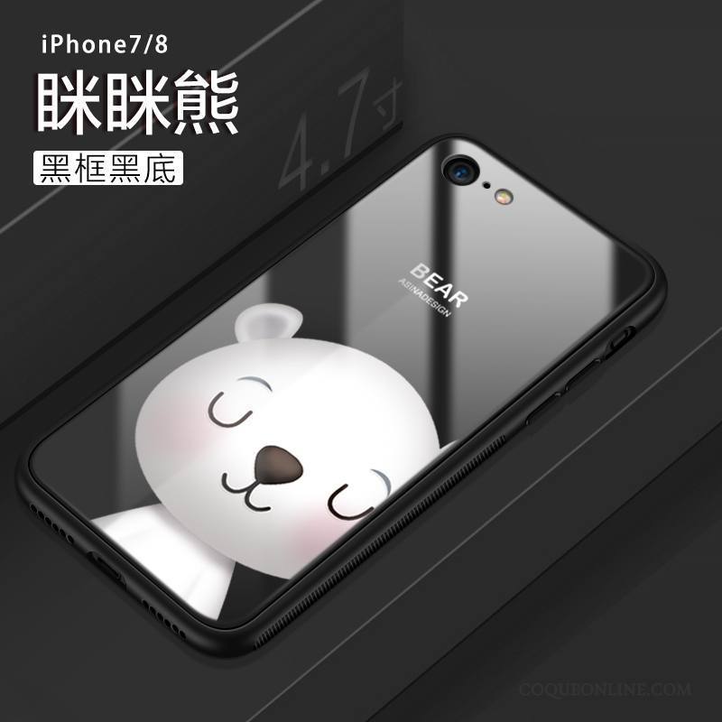 iPhone 8 Verre Nouveau Richesse Coque De Téléphone Incassable Noir Dessin Animé
