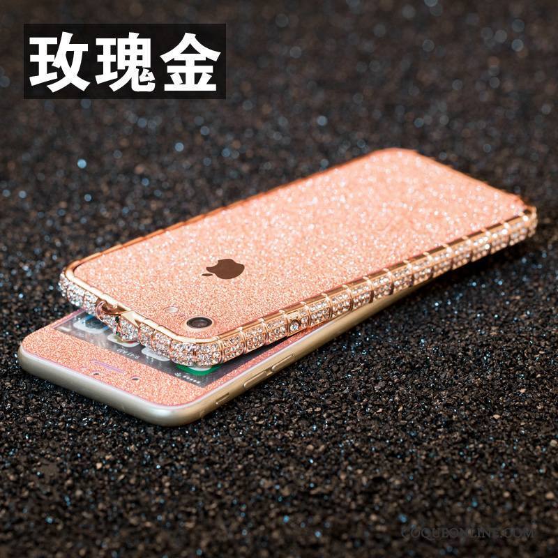 iPhone 8 Étui Incruster Strass Incassable Coque Nouveau Métal Border