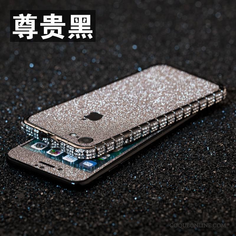 iPhone 8 Étui Incruster Strass Incassable Coque Nouveau Métal Border