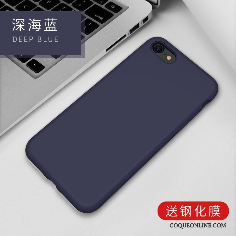 iPhone 8 Étui Silicone Fluide Doux Coque De Téléphone Nouveau Incassable Bleu