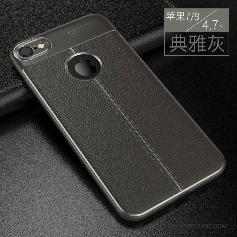 iPhone 8 Étui Silicone Gris Coque Modèle Fleurie Cuir Incassable