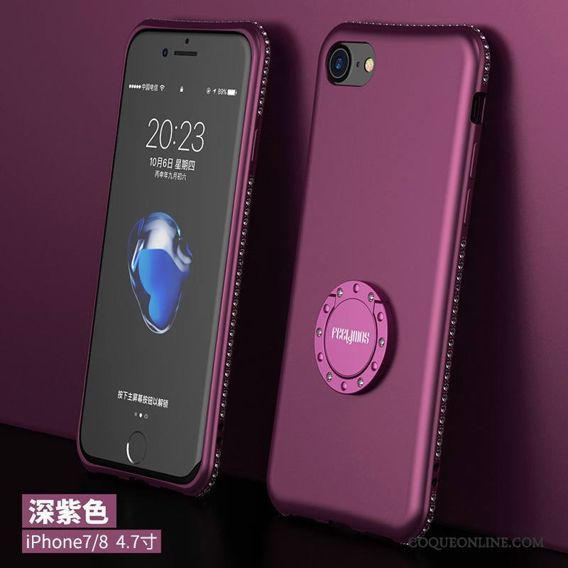 iPhone 8 Étui Silicone Violet Coque De Téléphone Strass Incassable Support