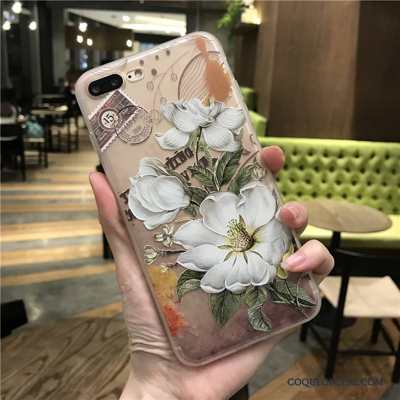 iPhone 8 Étui Tout Compris Gaufrage Protection Rose Coque De Téléphone Silicone