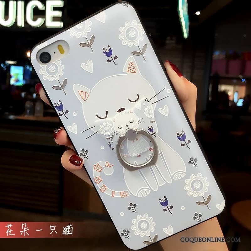 iPhone Se Coque Tout Compris Bleu Charmant Dessin Animé Tendance Silicone Étui