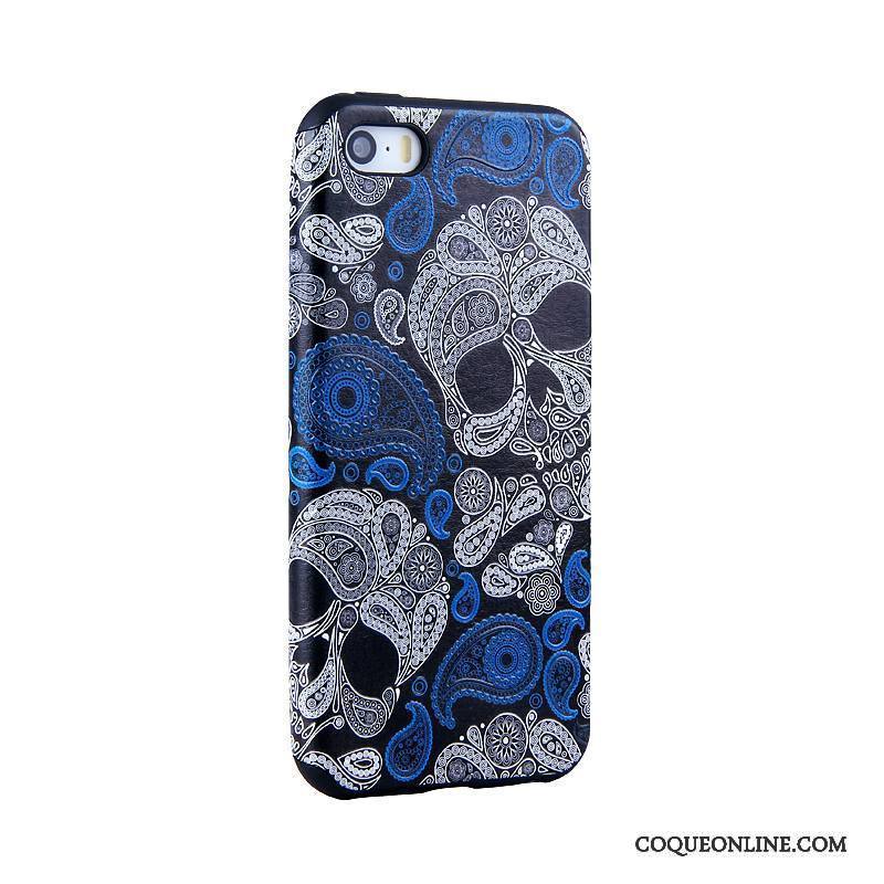 iPhone Se Dessin Animé Bleu Tendance Coque De Téléphone Peinture Protection Fluide Doux