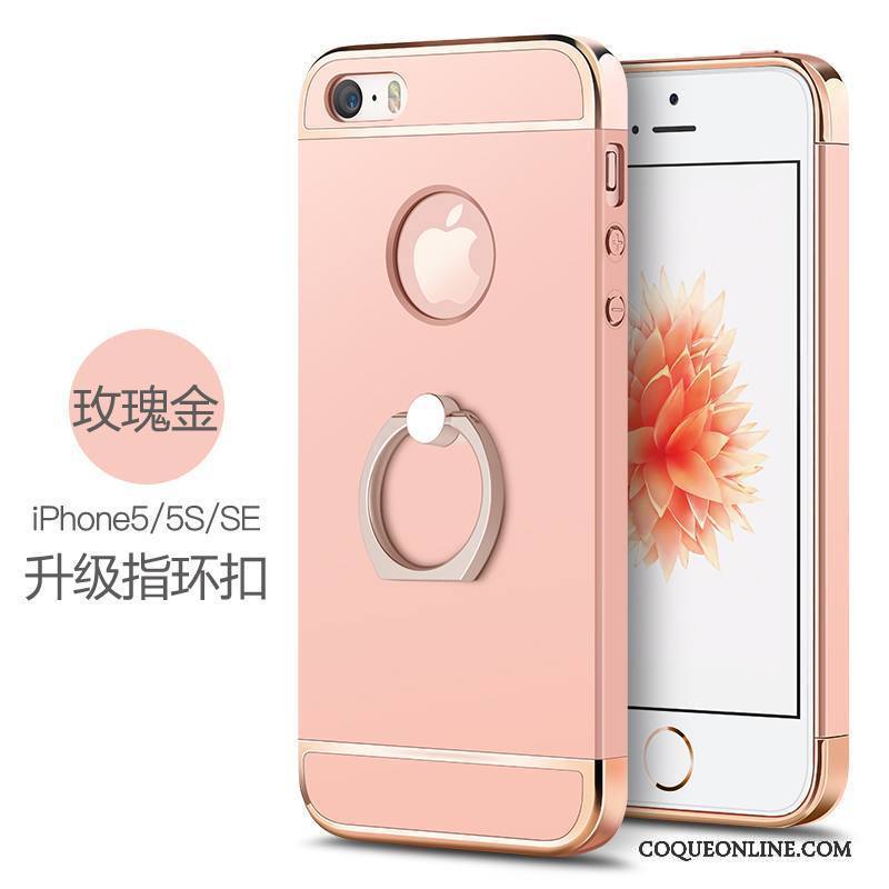 iPhone Se Incassable Coque De Téléphone Délavé En Daim Difficile Anneau Étui Or Rose