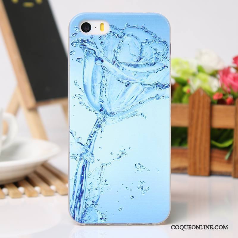 iPhone Se Légères Étui Fluide Doux Protection Coque De Téléphone Gaufrage Silicone