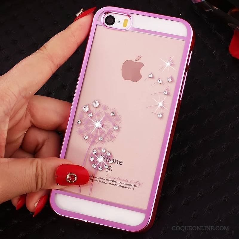 iPhone Se Or Protection Transparent Incruster Strass Étui Coque Téléphone Portable