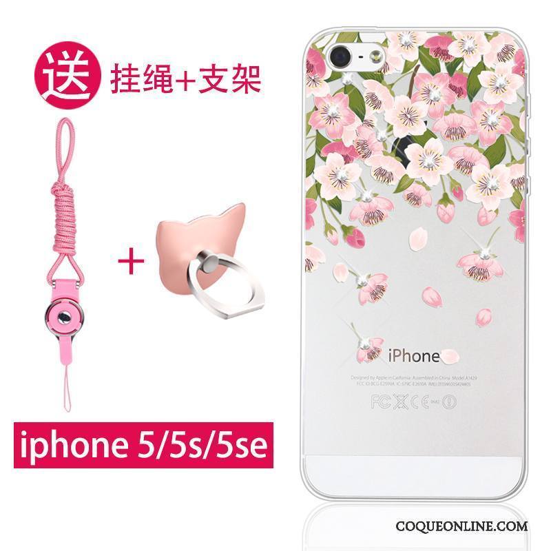 iPhone Se Ornements Suspendus Coque De Téléphone Strass Étui Rose Incassable Protection