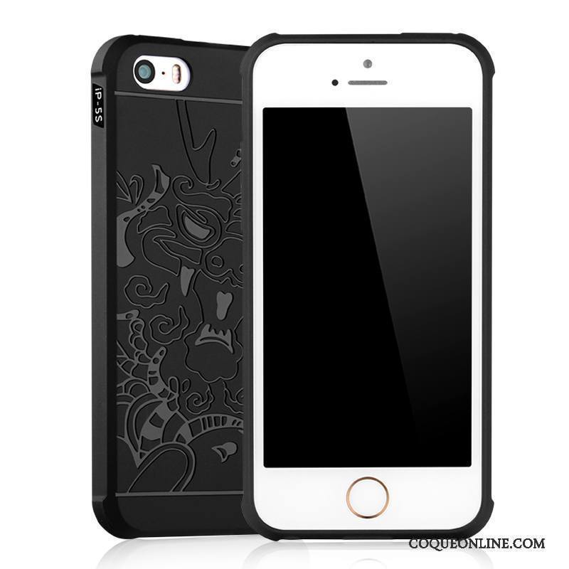 iPhone Se Silicone Noir Fluide Doux Créatif Personnalité Tendance Coque