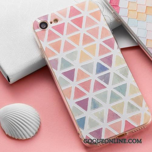 iPhone Se Verre Losange Multicolore Fluide Doux Plaid Nouveau Coque De Téléphone