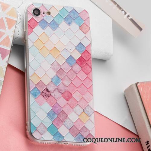 iPhone Se Verre Losange Multicolore Fluide Doux Plaid Nouveau Coque De Téléphone