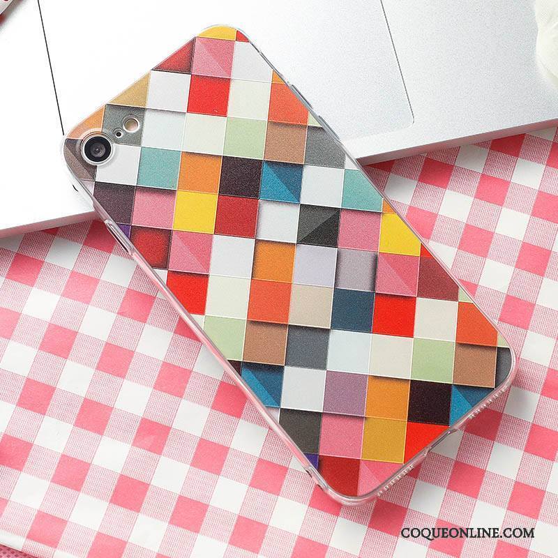 iPhone Se Verre Losange Multicolore Fluide Doux Plaid Nouveau Coque De Téléphone