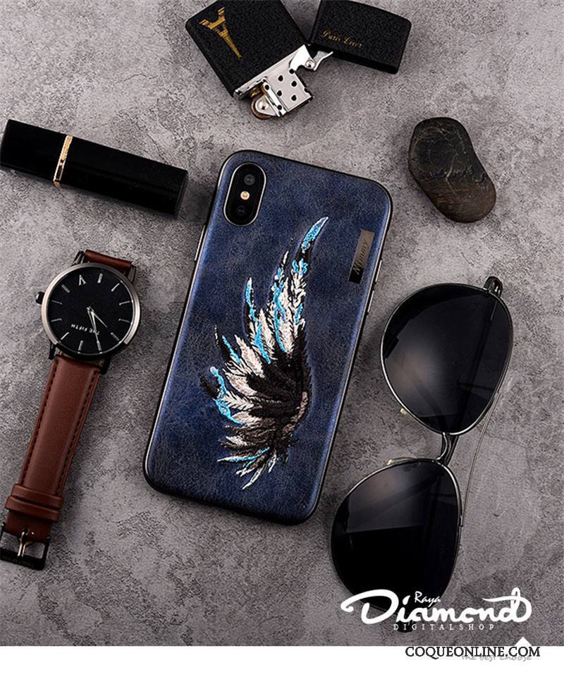 iPhone X Aile Broderie Marque De Tendance Coque De Téléphone Amoureux Dragon