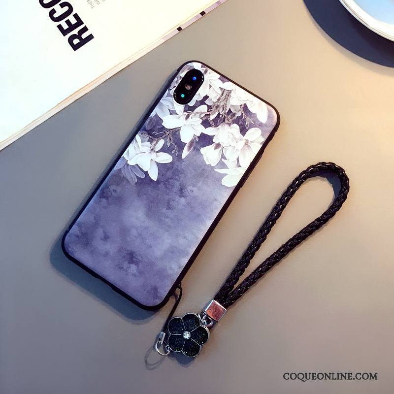 iPhone X Art Gaufrage Fluide Doux Coque Ornements Suspendus Tout Compris Étui