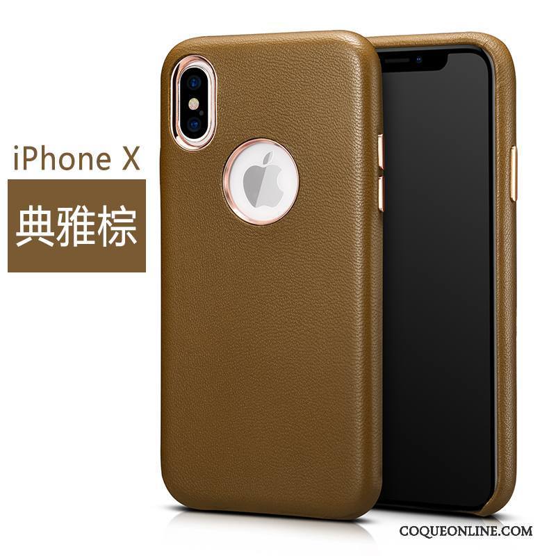 iPhone X Business Protection Étui Coque De Téléphone Étui En Cuir Incassable Cuir Véritable