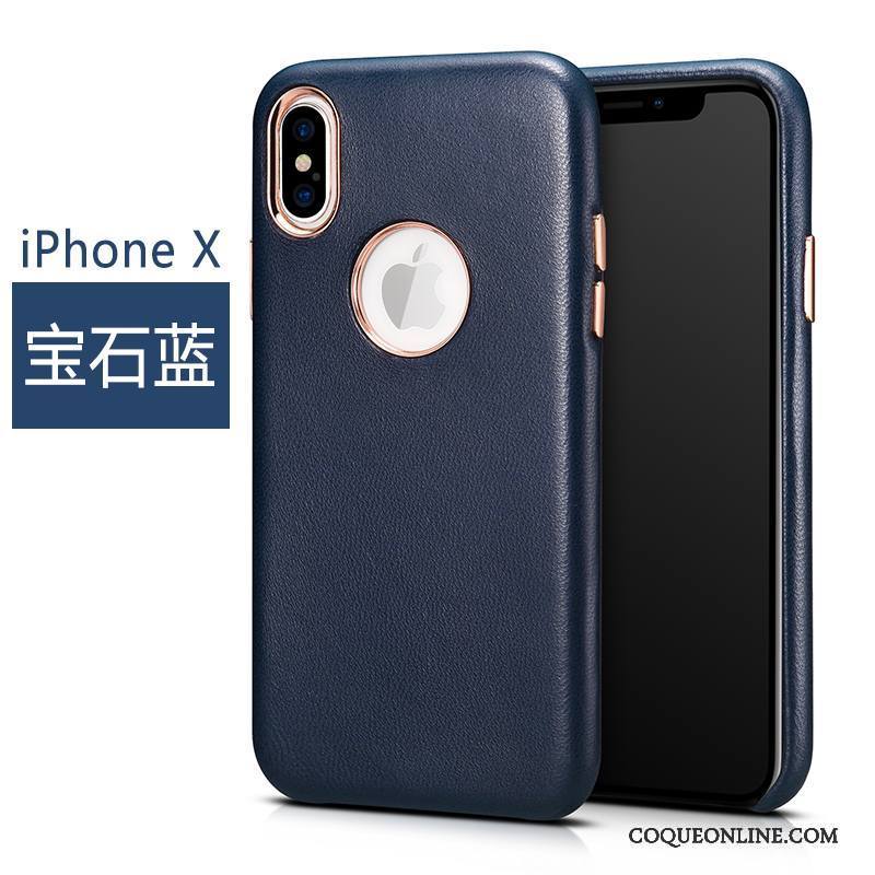 iPhone X Business Protection Étui Coque De Téléphone Étui En Cuir Incassable Cuir Véritable