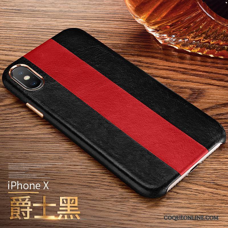 iPhone X Business Étui Incassable Coque De Téléphone Rouge Cuir Véritable Mode