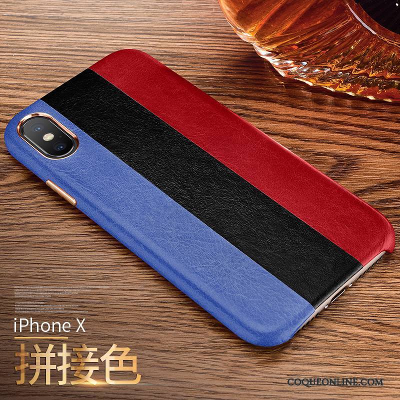 iPhone X Business Étui Incassable Coque De Téléphone Rouge Cuir Véritable Mode